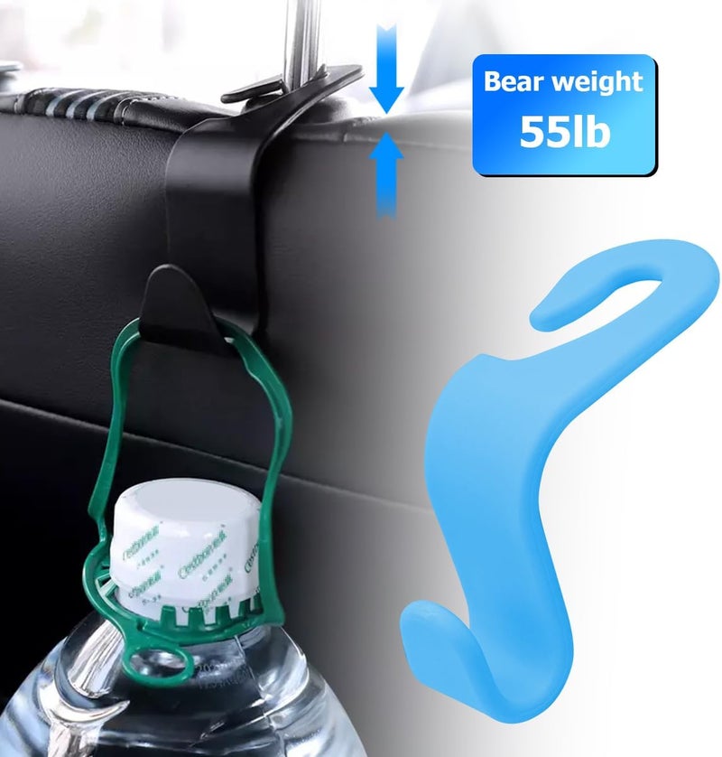 Hanemia 4PCS Car Back Seat Headrest Hooks, Rear Car Seat Storage Headrest Hanger Holder Hooks Organizer, Universal Auto Interior Accessories for Bag Purse Handbag Cloth Coats Grocery (Light Blue) - Image 4